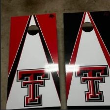 Texas Tech cornhole set in red, black and white
