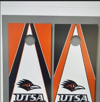 UTSA Roadrunners cornhole set in orange and navy