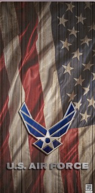 U.S. Air Force board design over a wood-grain flag