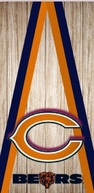 Chicago Bears board design with an orange and navy triangle