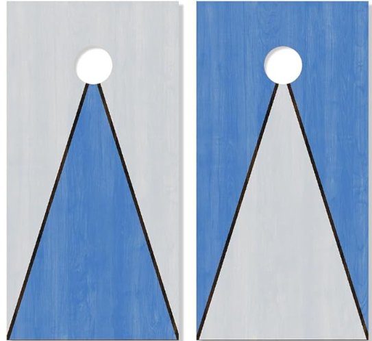 Matching pair of blue and white two-tone boards