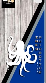 Inky Automotive board design with an octopus logo
