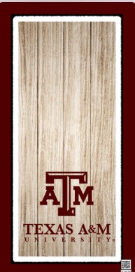 Texas A&M board design on light wood